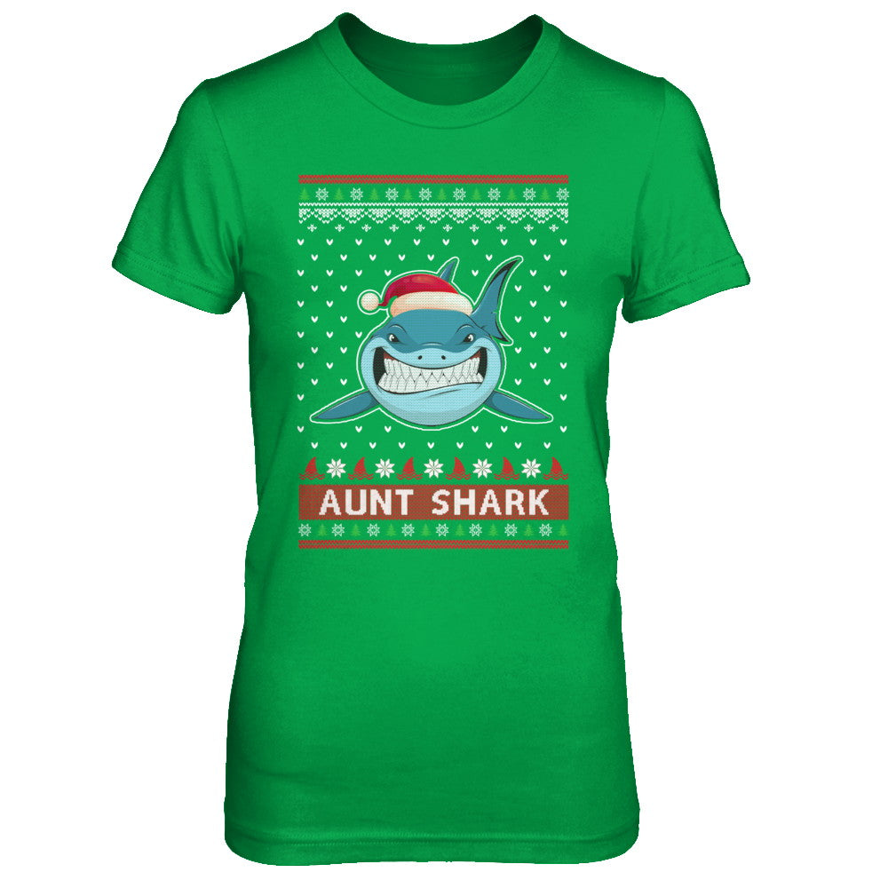 Santa Hat Aunt Shark Ugly Christmas Sweater T-Shirt & Sweatshirt | Teecentury.com
