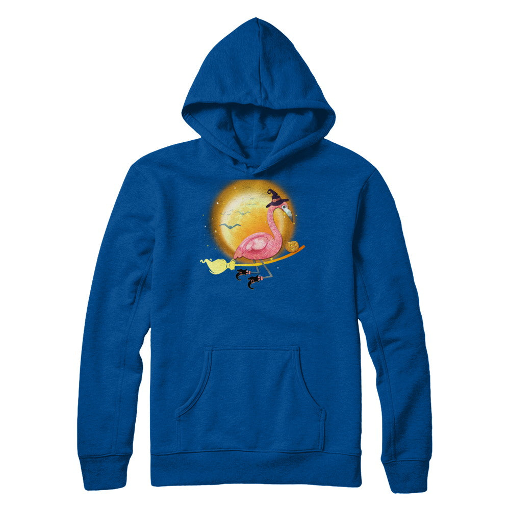 Funny Halloween Flamingo Witch Broom Scary T-Shirt & Hoodie | Teecentury.com