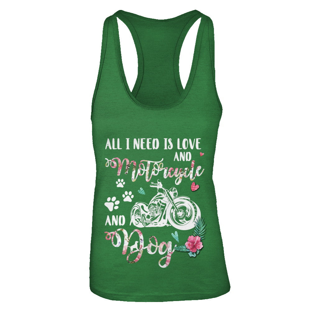 All I Need Is Love And A Motorcycle And A Dog T-Shirt & Tank Top | Teecentury.com