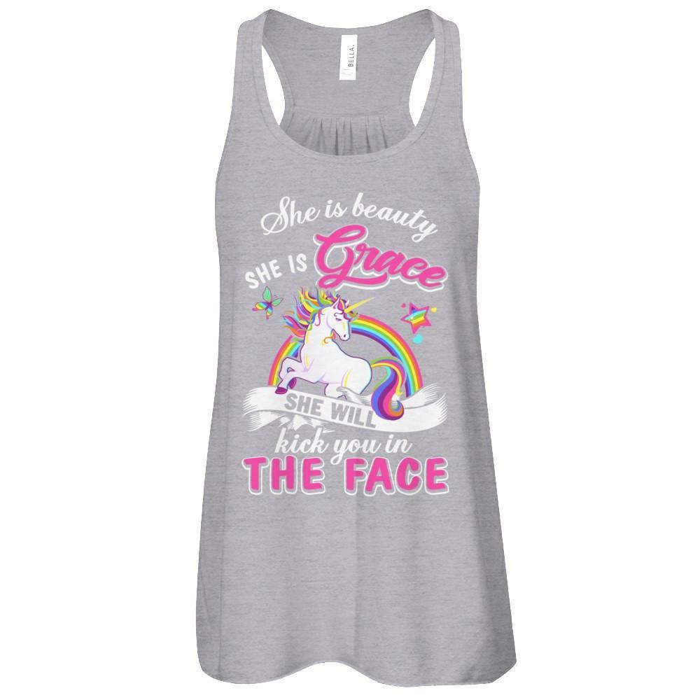 She Is Beauty She Is Grace She'll Kick You In The Face T-Shirt & Tank Top | Teecentury.com