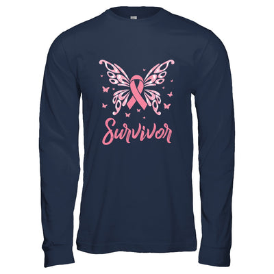 Pink Ribbon Butterfly Breast Cancer Survivor T-Shirt & Hoodie | Teecentury.com