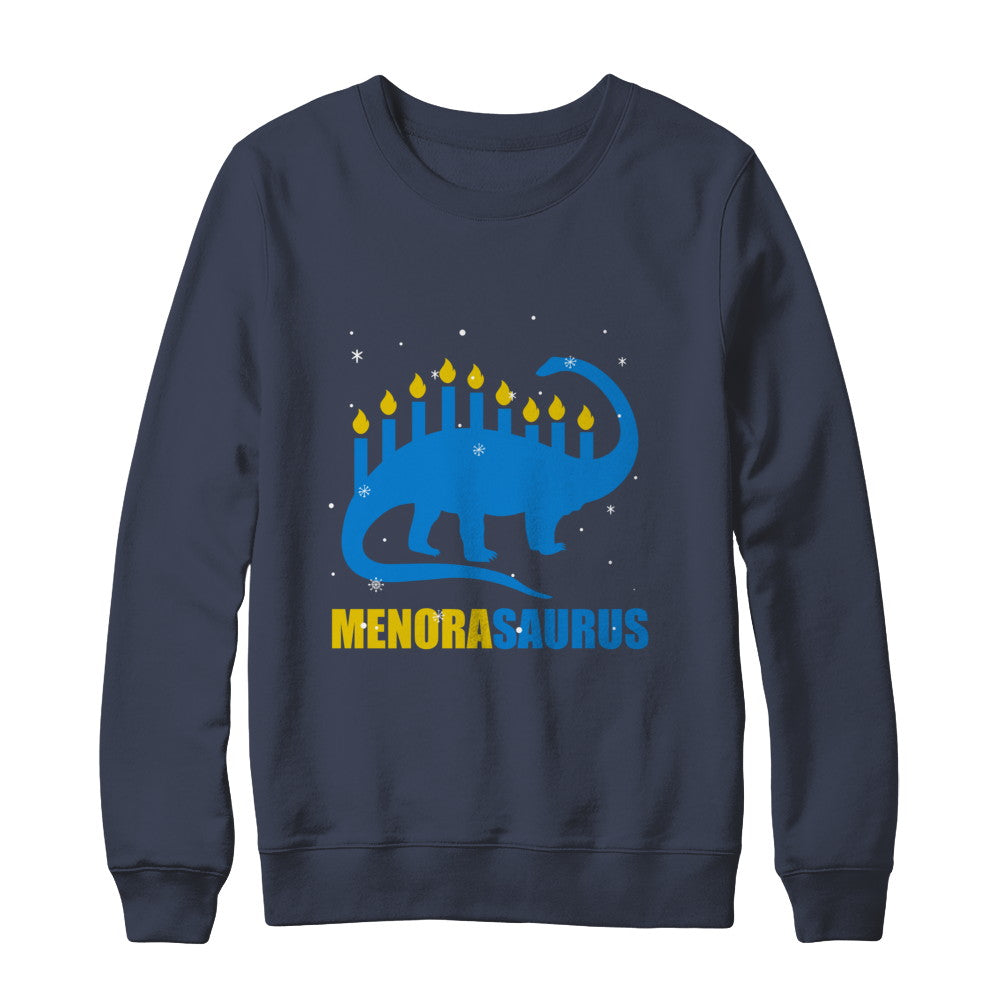 Funny Hanukkah Dinosaur Menorah Brontosaurus Menorasaurus T-Shirt & Sweatshirt | Teecentury.com