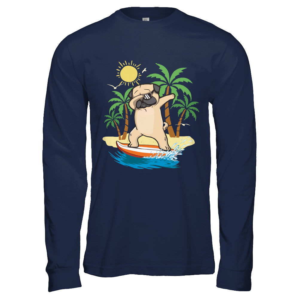 Summer Vacation Dabbing Pug Surfing Surfboard Gift T-Shirt & Hoodie | Teecentury.com