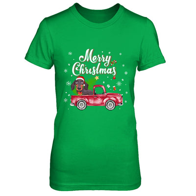 Dachshund Rides Red Truck Christmas Pajama T-Shirt & Sweatshirt | Teecentury.com