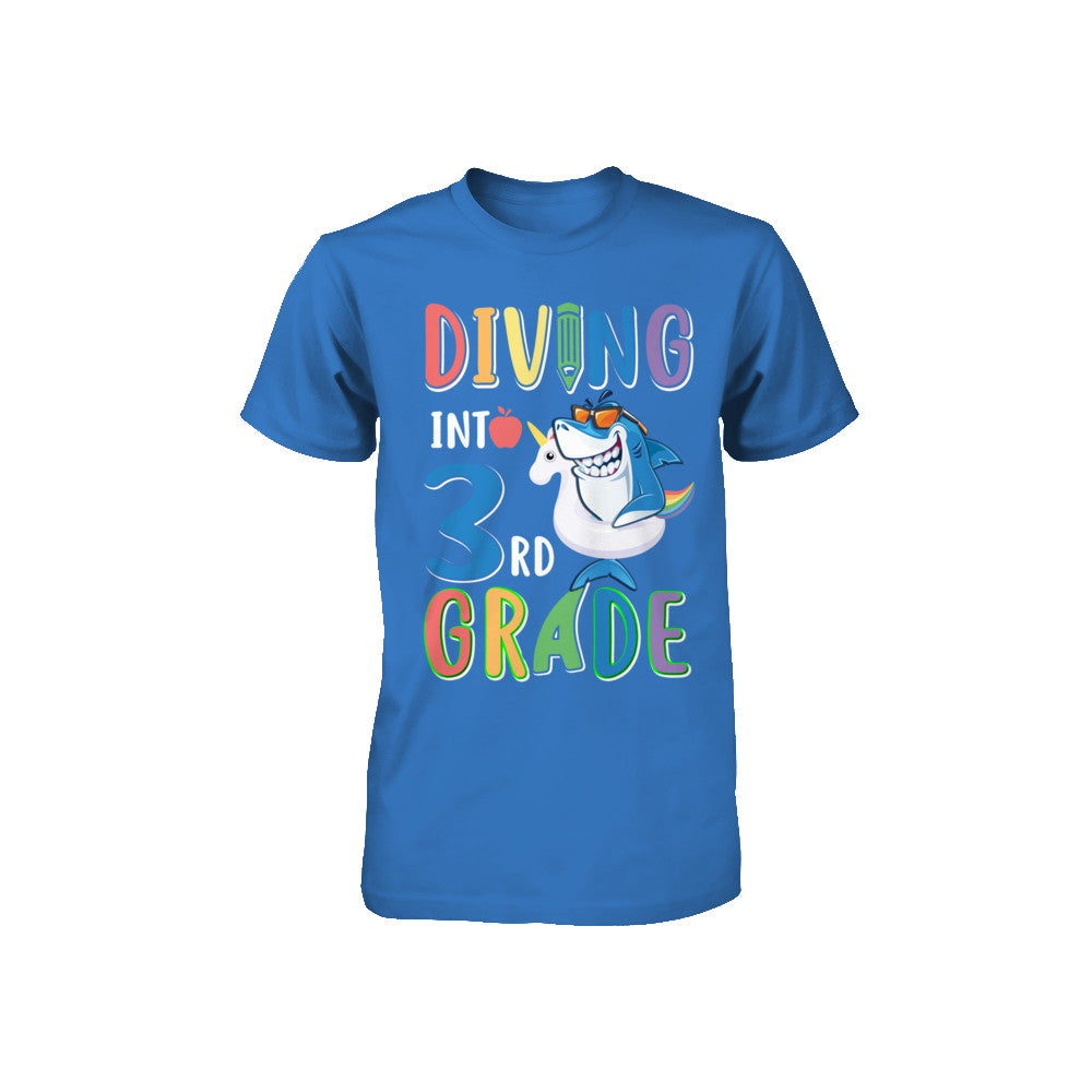 Diving Into 3rd Grade Back To School Shark Youth Youth Shirt | Teecentury.com