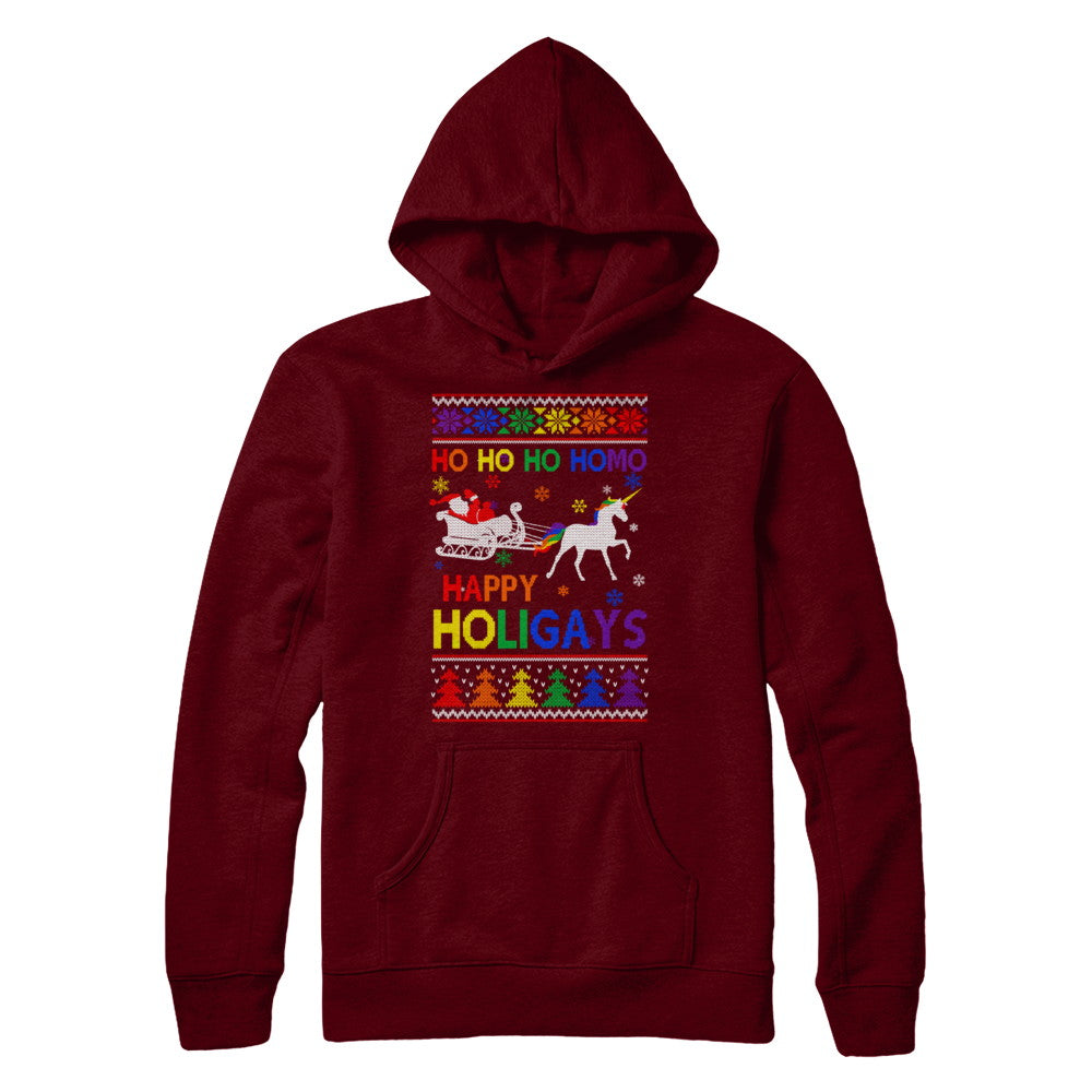 Ho Ho Ho Santa Riding Unicorrn Happy Holigays LGBT T-Shirt & Sweatshirt | Teecentury.com