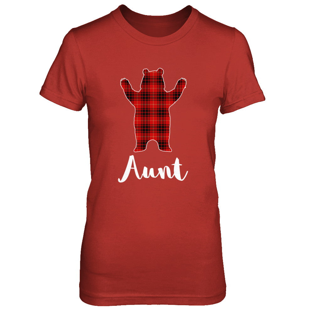 Red Aunt Bear Buffalo Plaid Family Christmas Pajamas T-Shirt & Sweatshirt | Teecentury.com