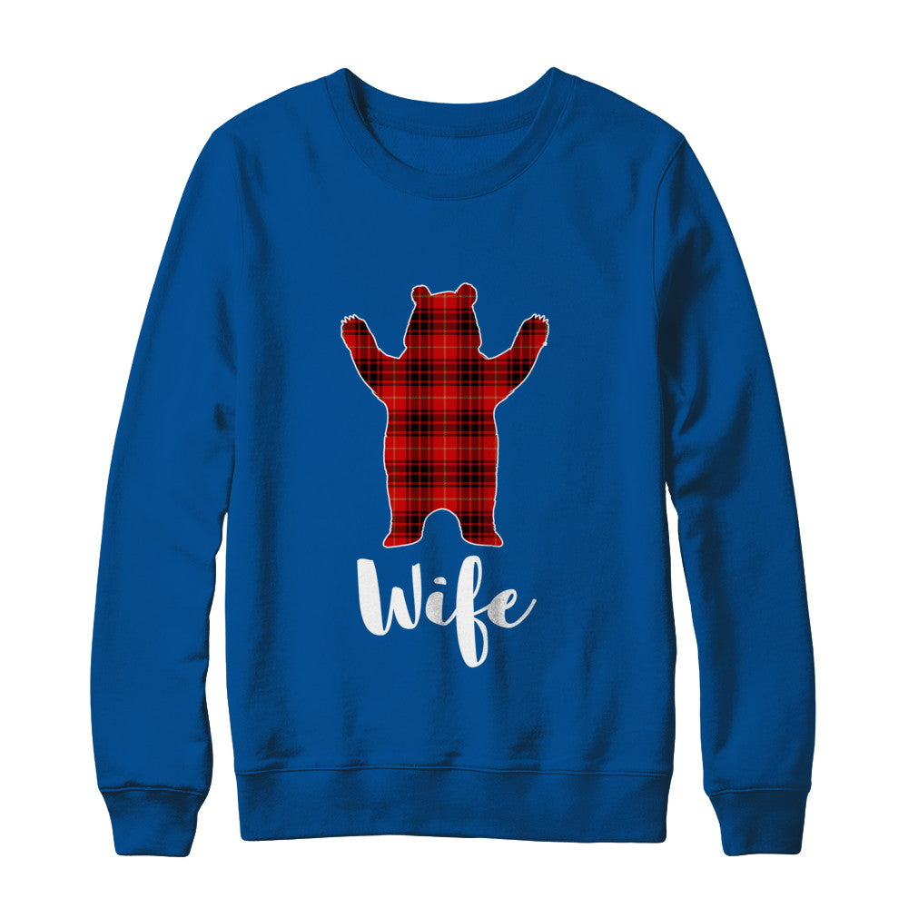 Red Wife Bear Buffalo Plaid Family Christmas Pajamas T-Shirt & Sweatshirt | Teecentury.com