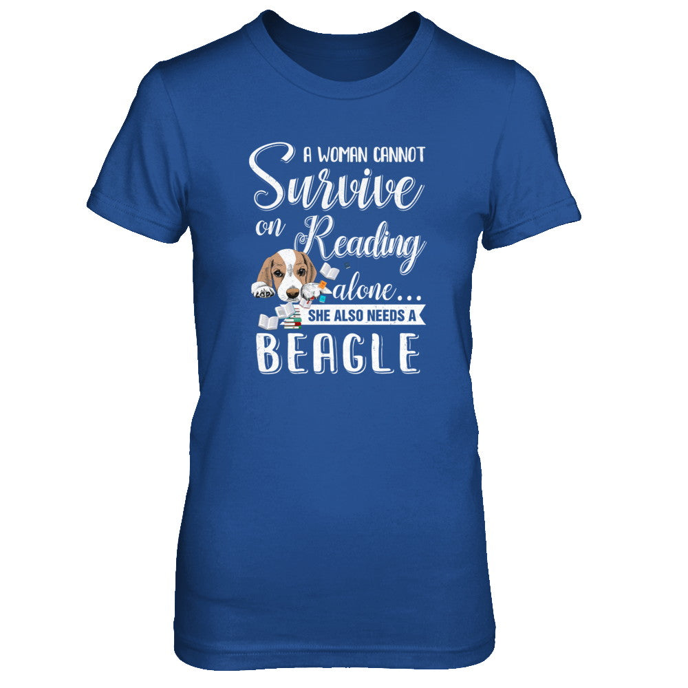 A Woman Cannot Survive On Reading Alone Beagle T-Shirt & Tank Top | Teecentury.com