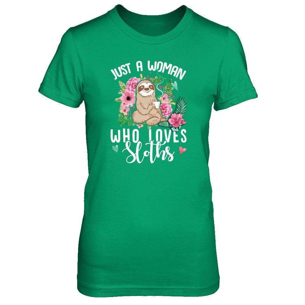 Just A Woman Who Loves Sloths T-Shirt & Tank Top | Teecentury.com