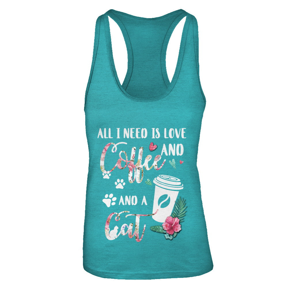 All I Need Is Love And Coffee And A Cat T-Shirt & Tank Top | Teecentury.com