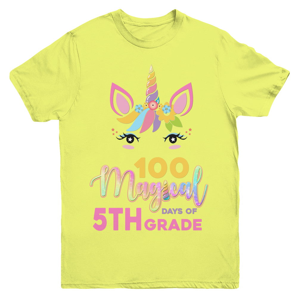 100 Magical Days Of 5Th Grade School Unicorn Girl Gift Youth Youth Shirt | Teecentury.com