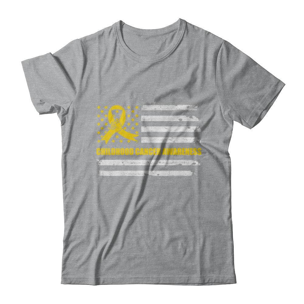 Yellow Ribbon Childhood Cancer Awareness US Flag T-Shirt & Hoodie | Teecentury.com