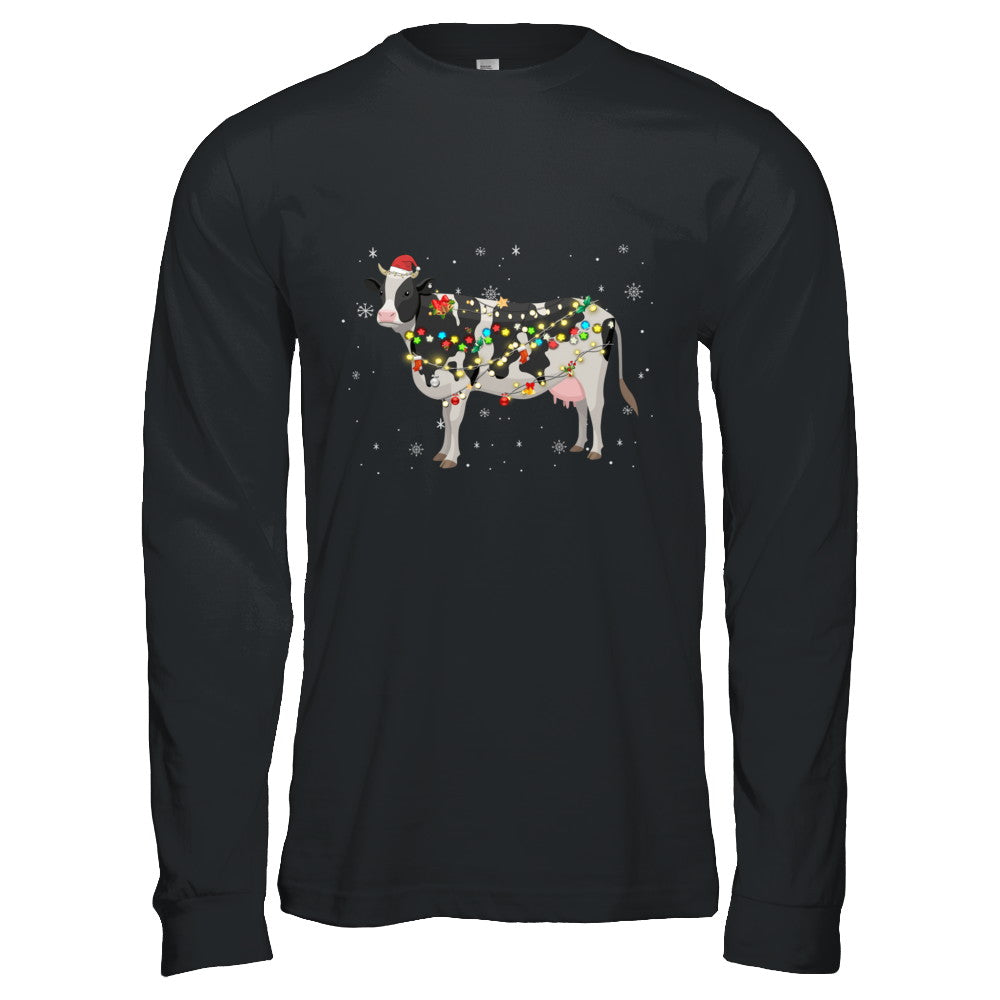 Vintage Cow Merry Christmas Light Led T-Shirt & Hoodie | Teecentury.com