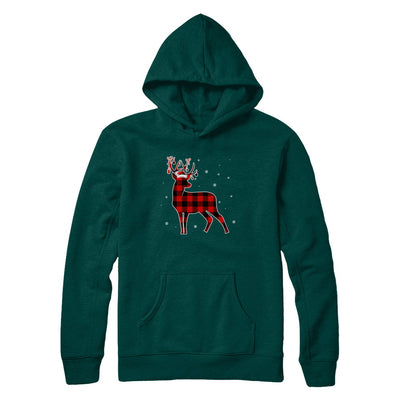 Red Plaid Deer Santa Hat Christmas Buffalo Plaid T-Shirt & Sweatshirt | Teecentury.com