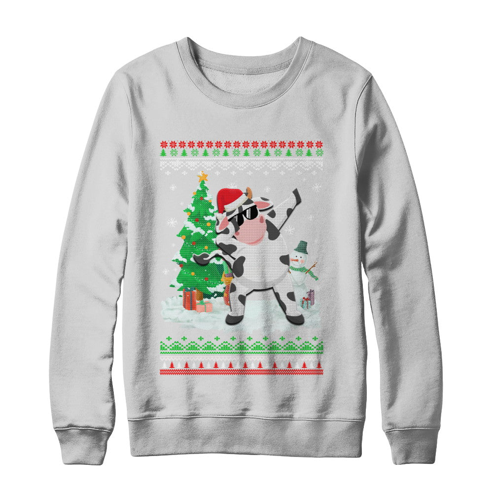 Santa Hat Cow Dabbing Christmas Ugly Sweater T-Shirt & Sweatshirt | Teecentury.com
