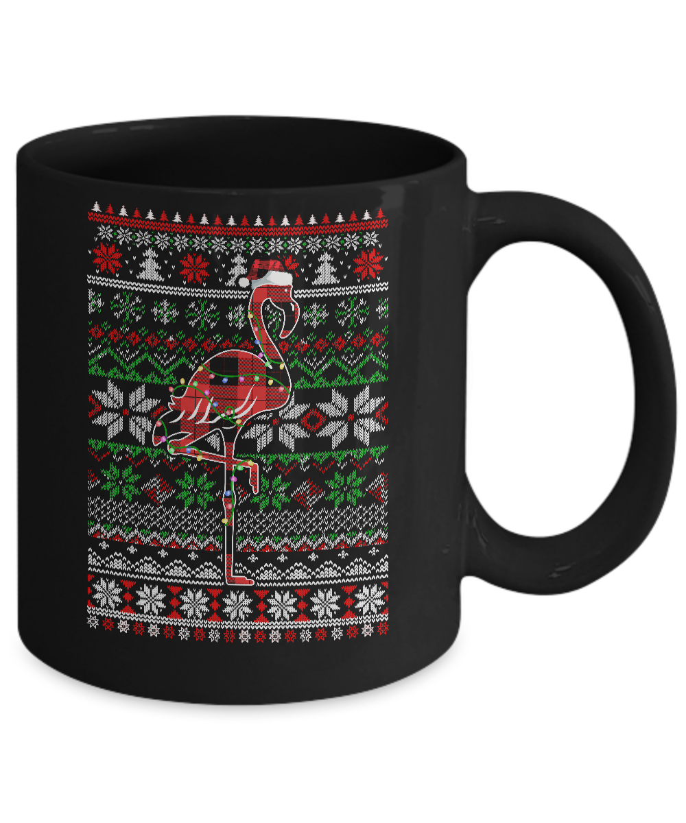 Red Plaid Buffalo Flamingo Pajamas Christmas Sweater Mug Coffee Mug | Teecentury.com