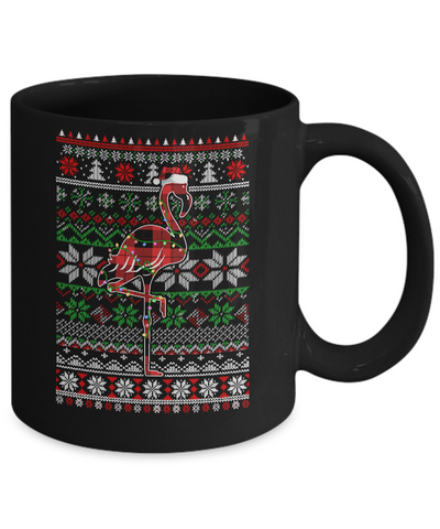 Red Plaid Buffalo Flamingo Pajamas Christmas Sweater Mug Coffee Mug | Teecentury.com