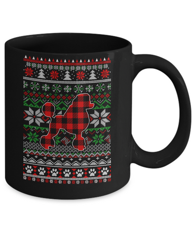 Poodle Red Plaid Ugly Christmas Sweater Gifts Mug Coffee Mug | Teecentury.com