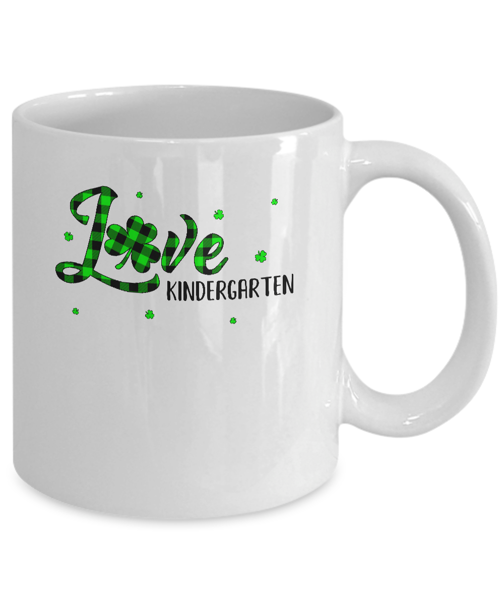 St Patricks Day Gift Kindergarten Teacher Plaid Shamrock Mug Coffee Mug | Teecentury.com
