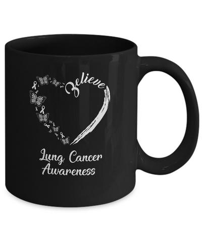 Butterfly Believe Lung Cancer Awareness Ribbon Gifts Mug Coffee Mug | Teecentury.com