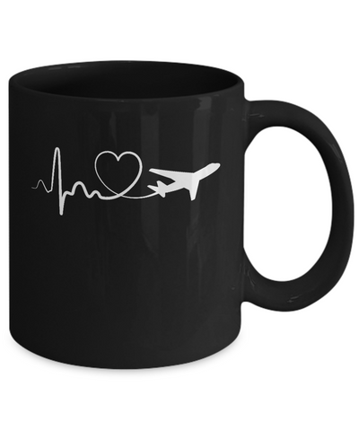 Airplane Fly Flight Planes Heartbeat To Travel Airplane Mug Coffee Mug | Teecentury.com