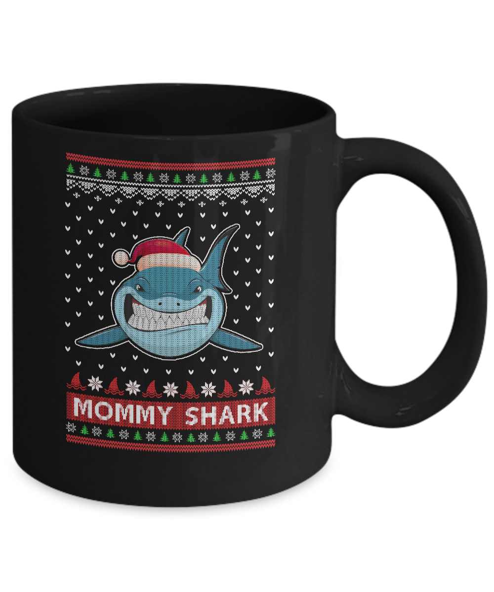 Santa Hat Mommy Shark Ugly Christmas Sweater Mug Coffee Mug | Teecentury.com