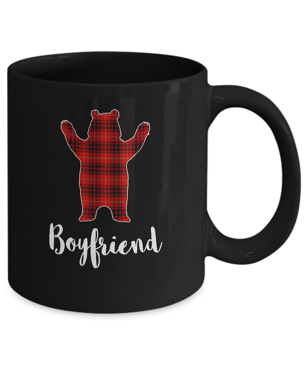 Red Boyfriend Bear Buffalo Plaid Family Christmas Pajamas Mug Coffee Mug | Teecentury.com