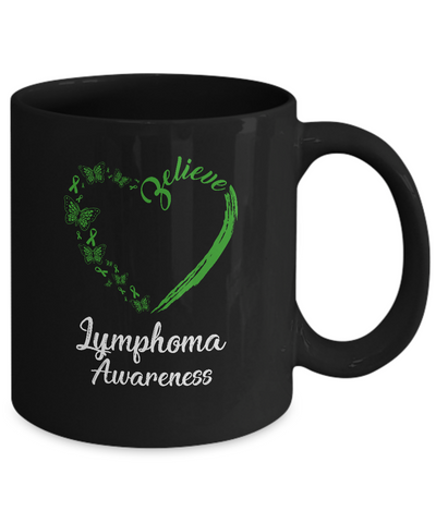 Butterfly Believe Lymphoma Awareness Ribbon Gifts Mug Coffee Mug | Teecentury.com