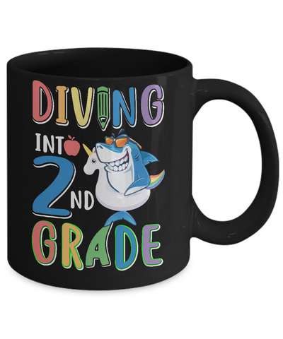 Diving Into 2nd Grade Back To School Shark Mug Coffee Mug | Teecentury.com