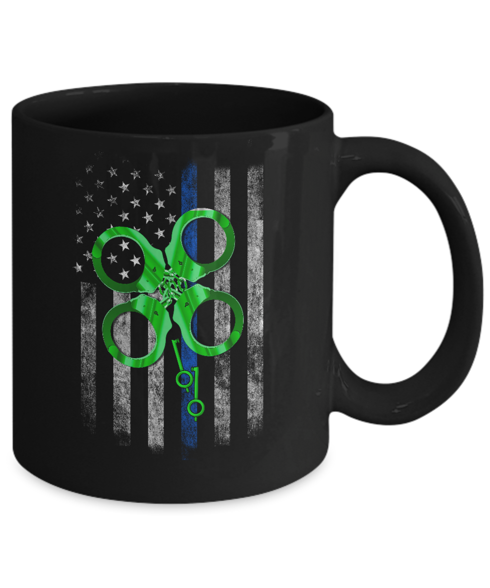 Thin Blue Line Happy St Patrick's Day Clover Police Mug Coffee Mug | Teecentury.com