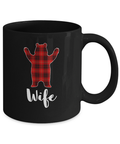 Red Wife Bear Buffalo Plaid Family Christmas Pajamas Mug Coffee Mug | Teecentury.com
