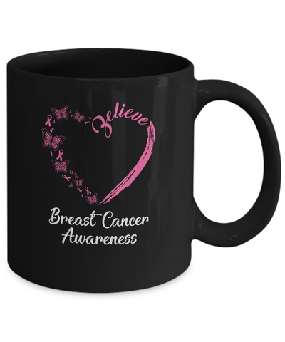 Butterfly Believe Breast Cancer Awareness Ribbon Gifts Mug Coffee Mug | Teecentury.com