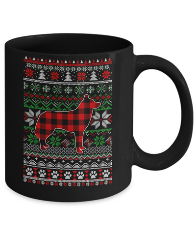 Siberian Husky Red Plaid Ugly Christmas Sweater Gifts Mug Coffee Mug | Teecentury.com
