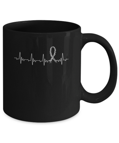 Brain Cancer Diabetes Awareness Gray Ribbon Heartbeat Mug Coffee Mug | Teecentury.com