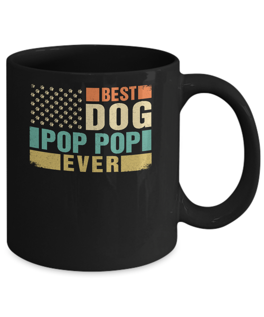 Vintage Retro BEST DOG POP POP EVER American Flag Fathers Day Mug Coffee Mug | Teecentury.com
