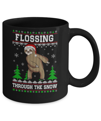 Funny Flossing Sloth Ugly Christmas Sweater Flossin' Mug Coffee Mug | Teecentury.com