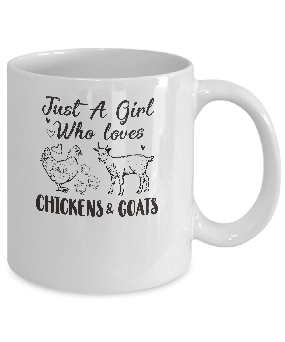 Just A Girl Who Loves Chickens And Goats Farmer Girls Gift Mug Coffee Mug | Teecentury.com