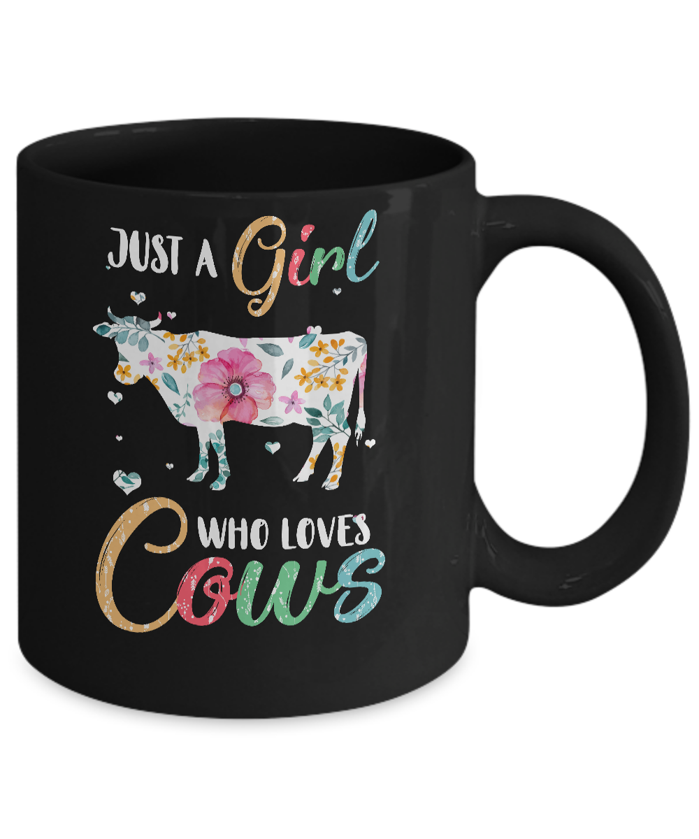Just A Girl Who Loves Cows Cute Cow Lover Mug Coffee Mug | Teecentury.com