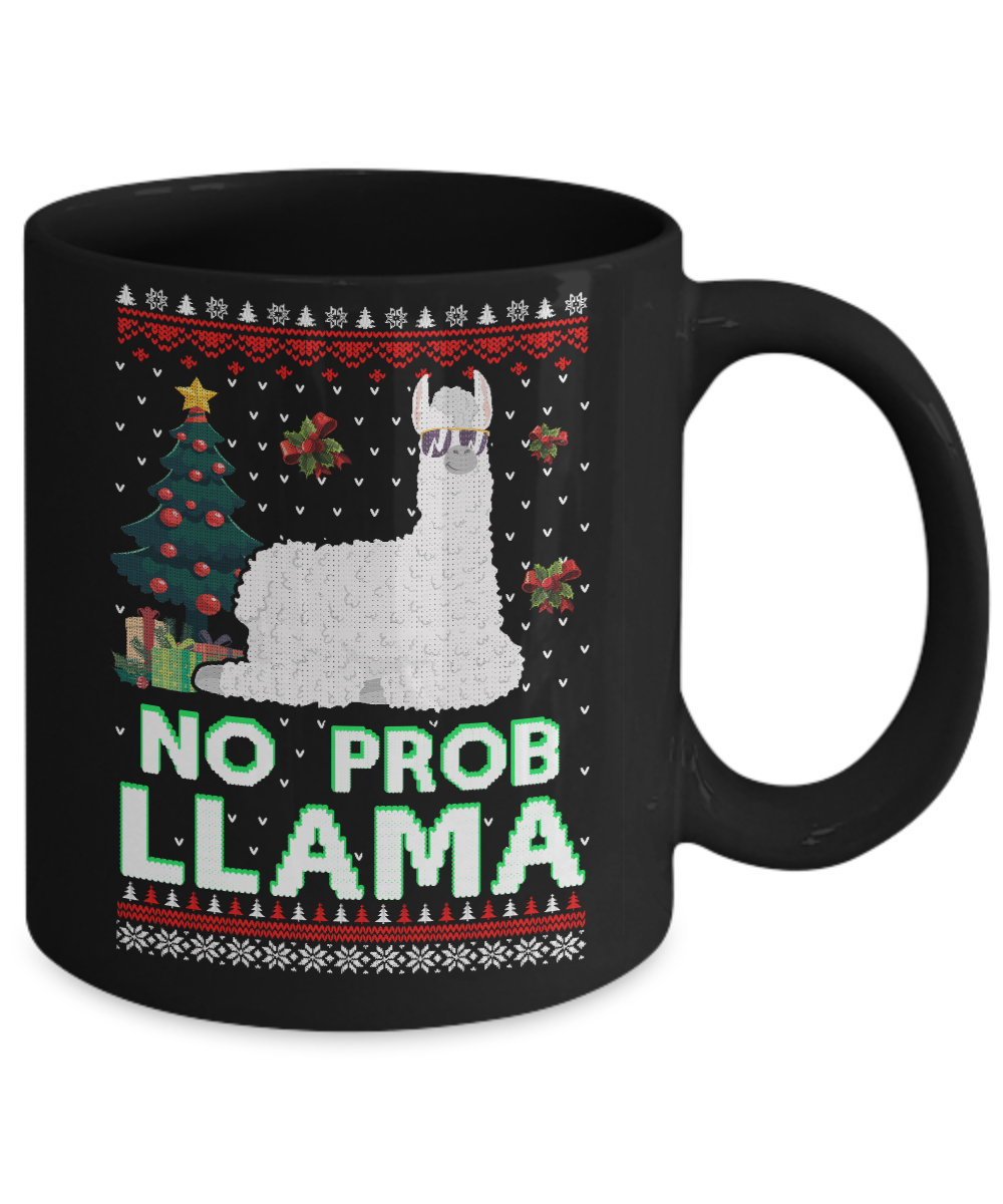 No Prob Llama No Drama Christmas Alpaca Sweater Mug Coffee Mug | Teecentury.com
