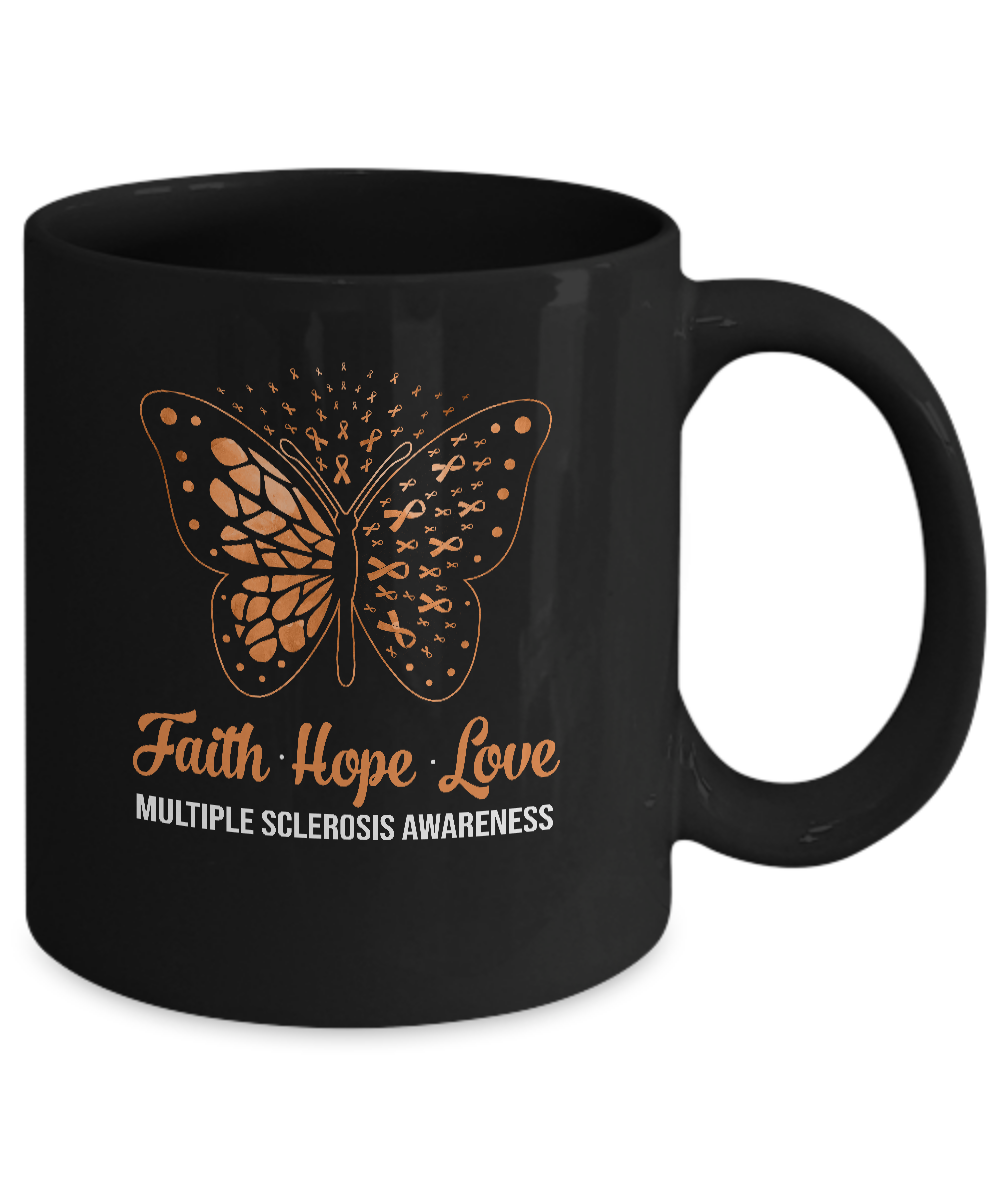 Faith Hope Love Orange Butterfly Multiple Sclerosis Awareness Mug Coffee Mug | Teecentury.com