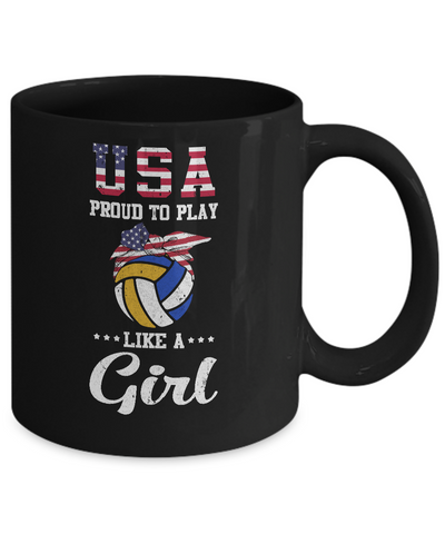 Usa Proud To Play Like A Girl Volleyball Mug Coffee Mug | Teecentury.com