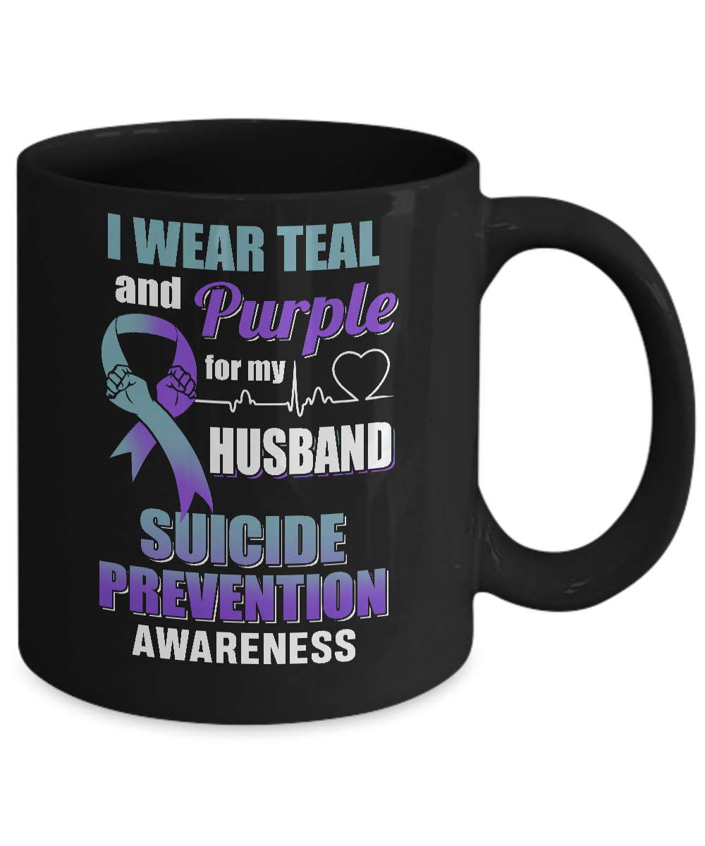 I Wear Teal And Purple For My Husband Suicide Prevention Mug Coffee Mug | Teecentury.com
