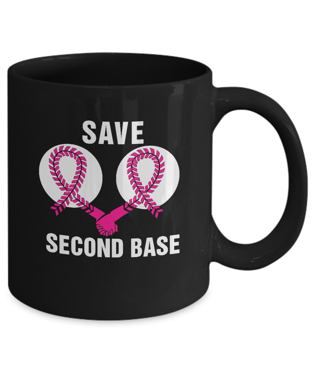 Save The Second Base Breast Cancer Awareness Baseball Mug Coffee Mug | Teecentury.com