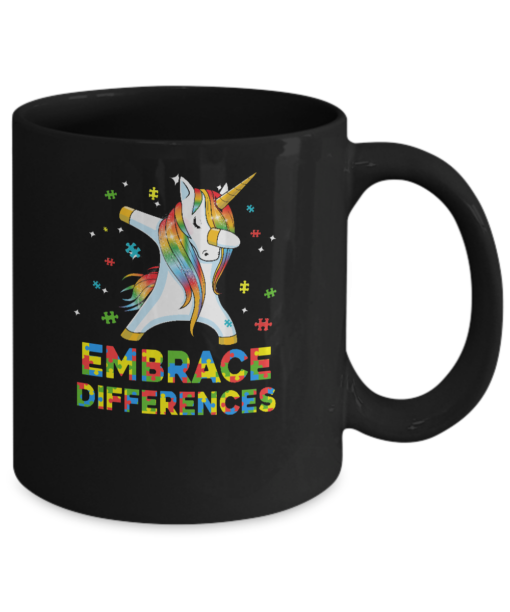 Dabbing Unicorn Autism Awareness Embrace Differences Mug Coffee Mug | Teecentury.com
