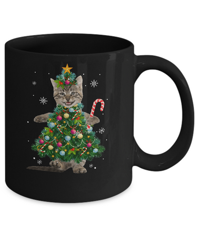 Santa Maine Coon Cat Christmas Tree Light Funny Xmas Cat Mug Coffee Mug | Teecentury.com