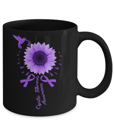Hummingbird Sunflower Purple Ribbon Cystic Fibrosis Awareness Mug Coffee Mug | Teecentury.com