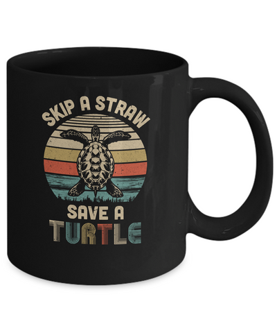 Retro Vintage Skip A Straw Save A Turtle Save Turtles Mug Coffee Mug | Teecentury.com