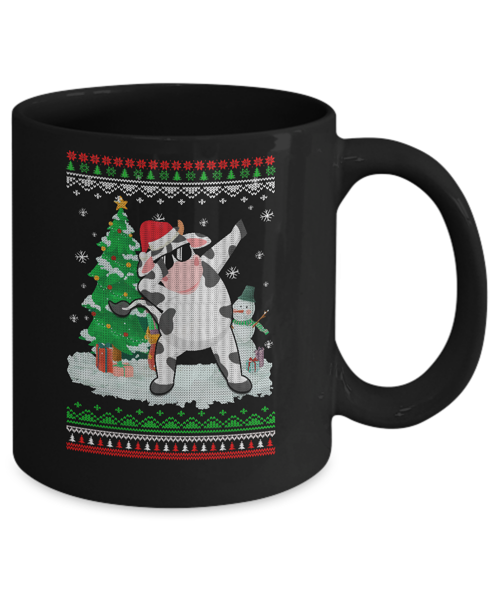 Santa Hat Cow Dabbing Christmas Ugly Sweater Mug Coffee Mug | Teecentury.com