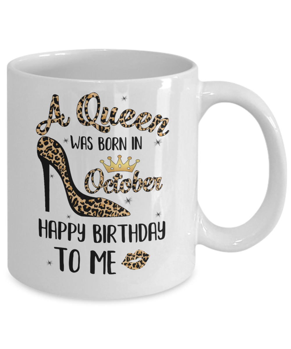 Born In October Girl Leopard High Heels Birthday Women Gift Mug Coffee Mug | Teecentury.com
